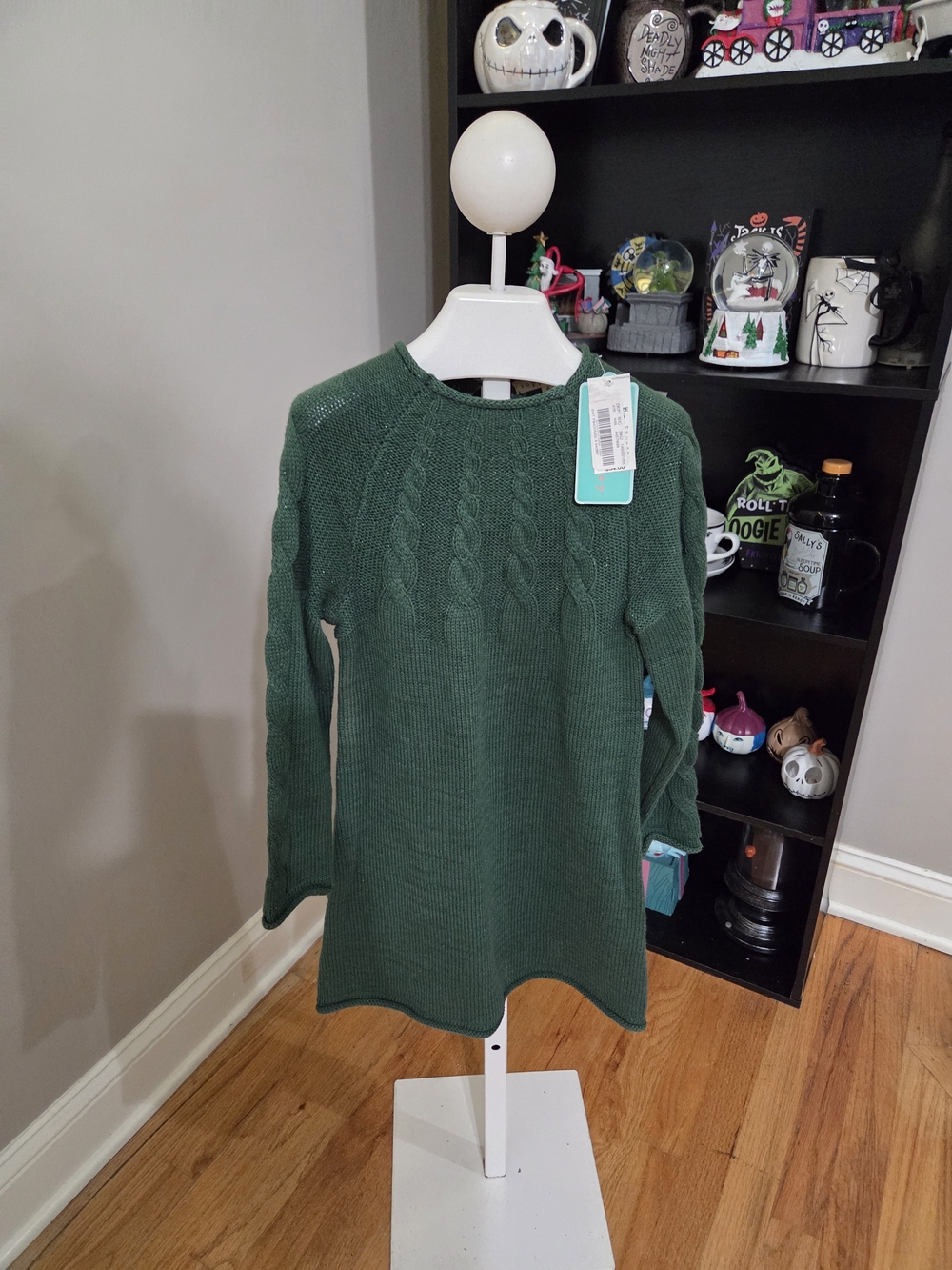 Copper Key Dark Green Cable Knit Sweater Dress for Girls